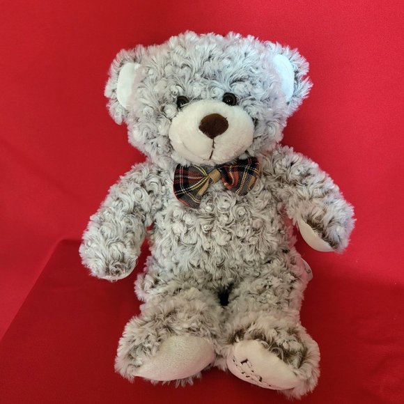 FAO Schwartz Bow Tie Teddy Bear Stuffed Animal Plush Curly Frosted Brown 18" - Picture 1 of 12
